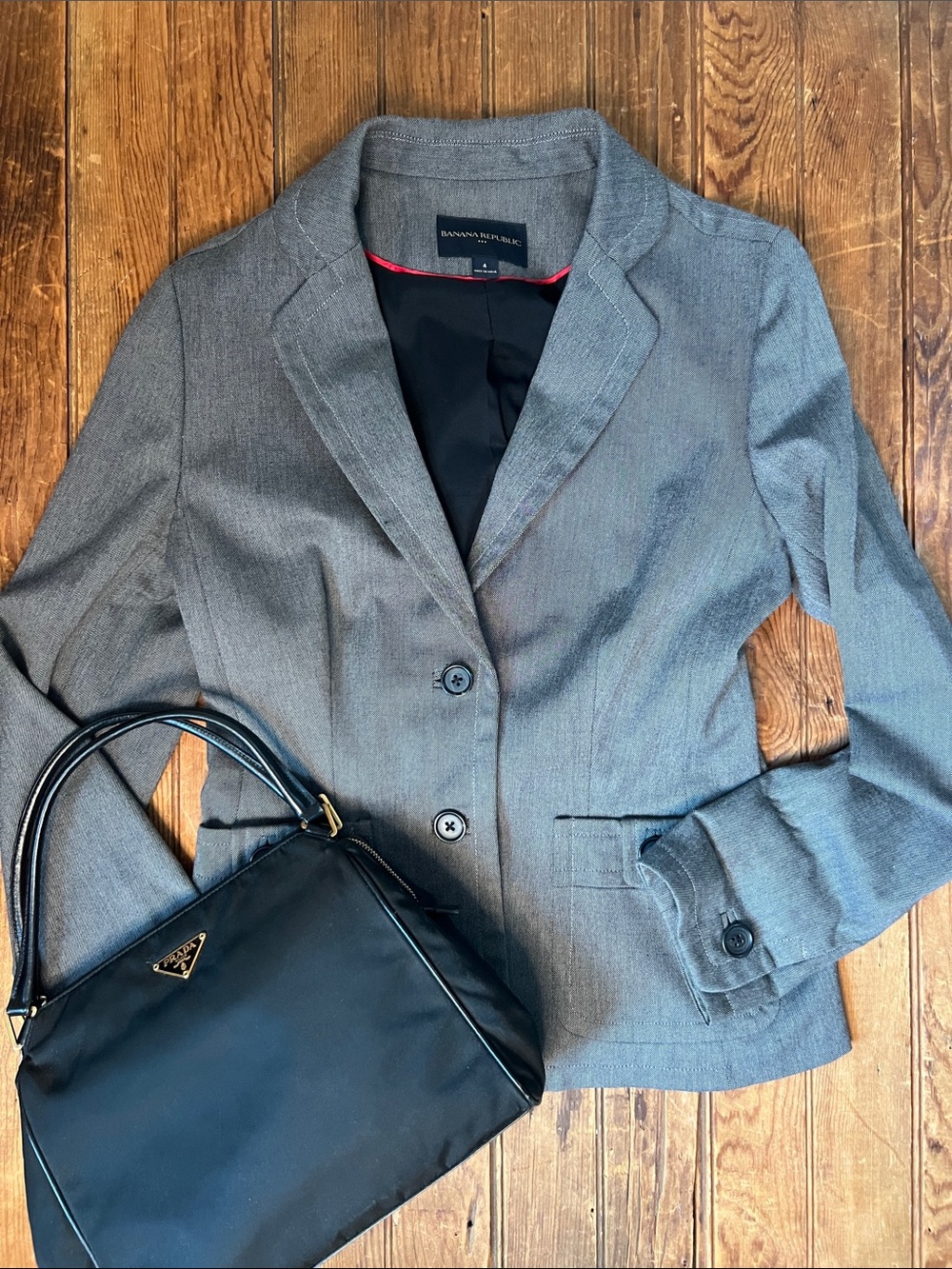 Banana Republic Gray Women's Tailored Blazer with Notch Lapel